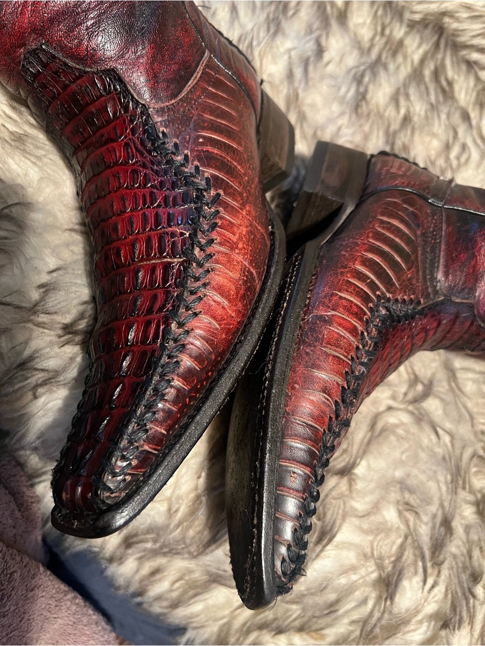 Men's Burgundy Exotic Leather Cowboy Boots size 26 Mex - 7 US - Picture 14 of 16
